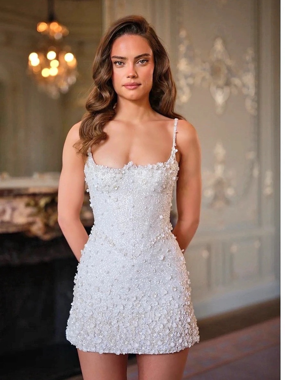 Rosie Etienne AMINA corset mini dress with floral beading details